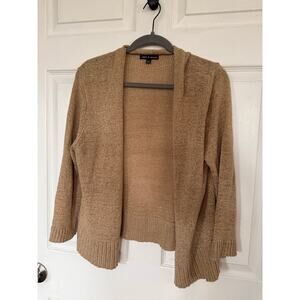 Cable & Gauge Open Front Knit Cardigan Sweater - Tan/Camel - Size Large